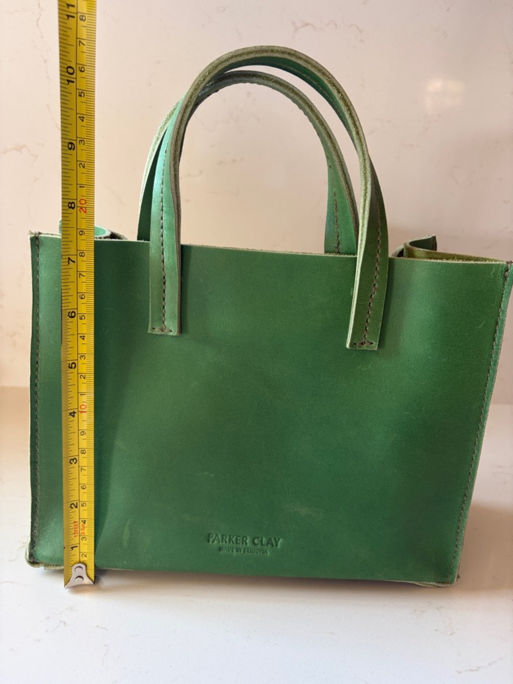 Parker Clay Green Leather Tote Bag - Picture 8 of 9